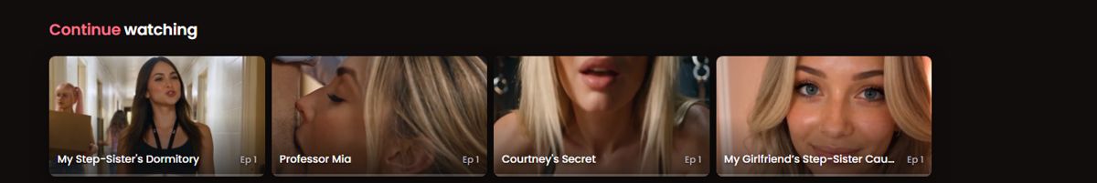 The Continue watching row of the Shorts page, each series with its episode number.